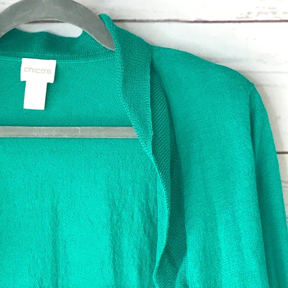 Chico's Solid Ruffle Cardigan Size 1 - Picture 3 of 13